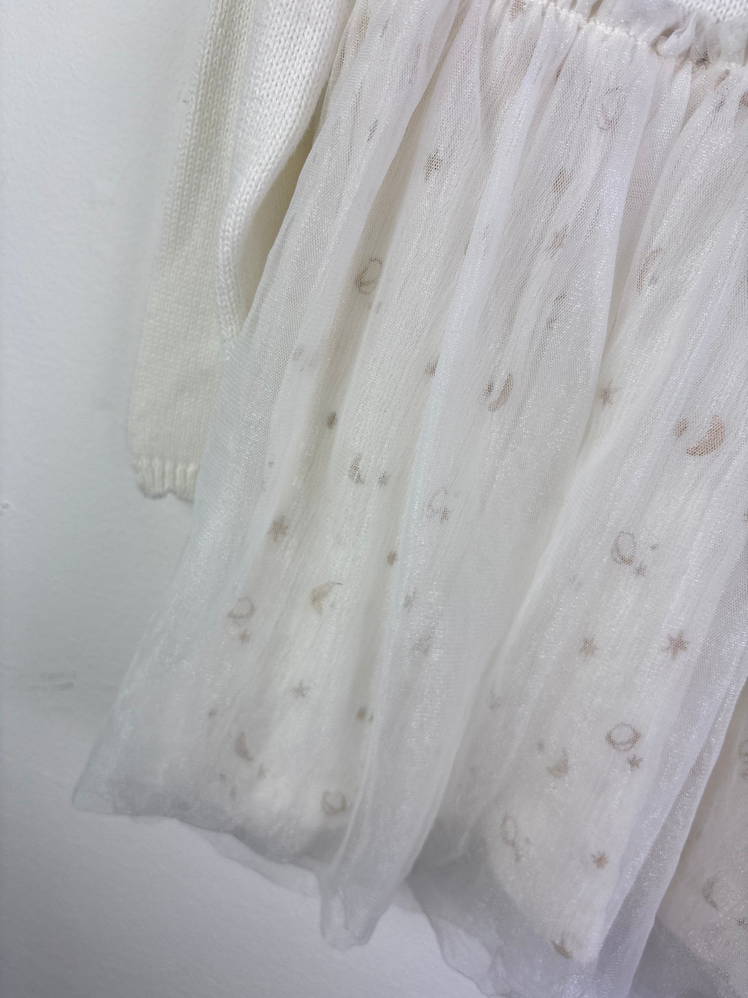 John Lewis Cream Knit Tulle Dress 12-18 Months