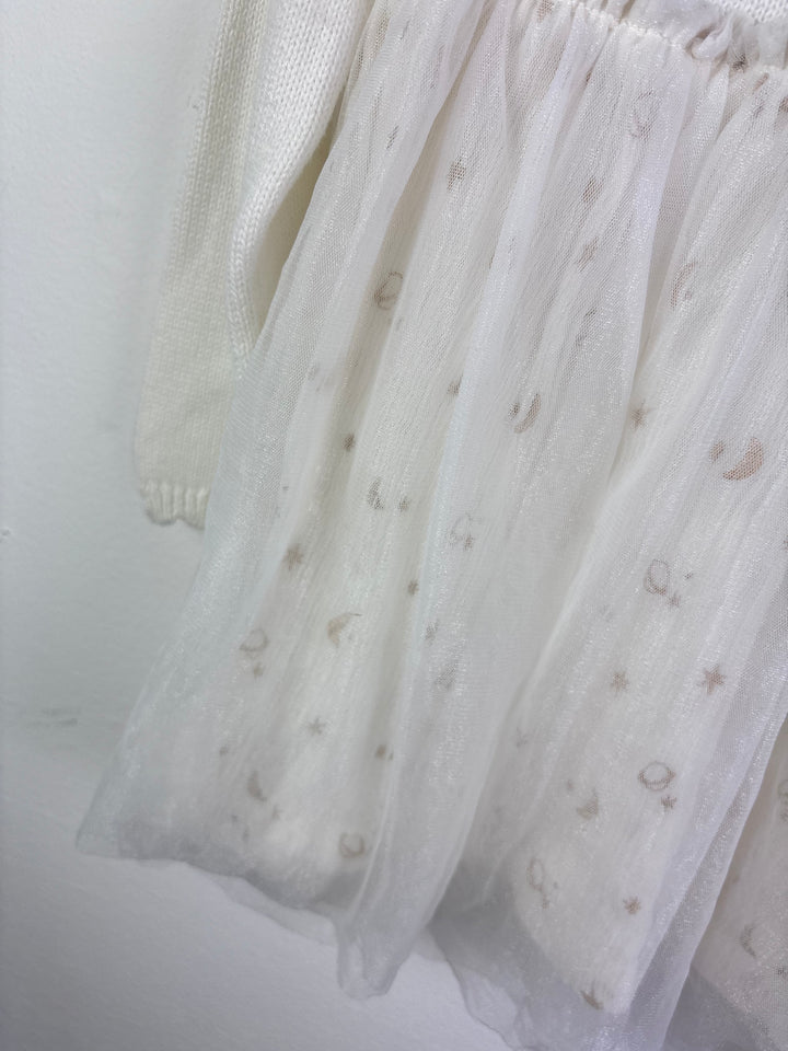 John Lewis Cream Knit Tulle Dress 12-18 Months