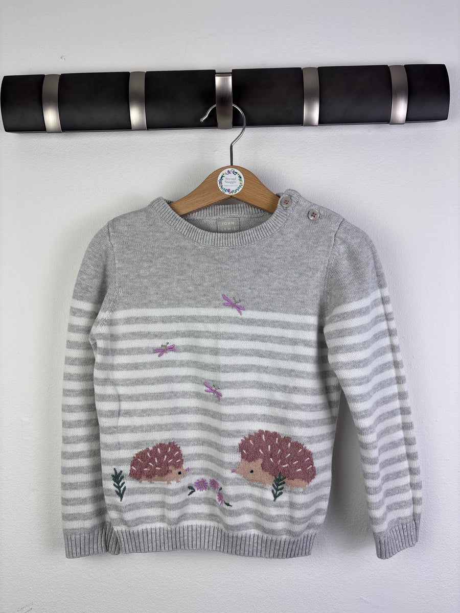 John Lewis Grey Hedgehog Stripe Jumper 3-4 Years-Jumpers-Second Snuggle Preloved