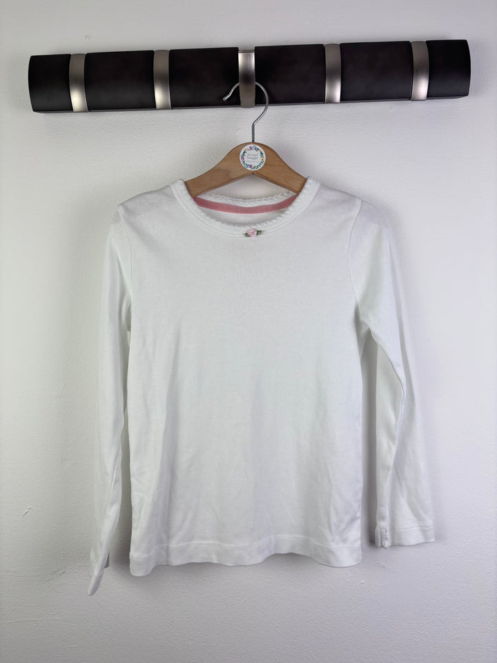 Mini Boden White Long Sleeve Top with Rose Detail 6-7 Years-Tops-Second Snuggle Preloved