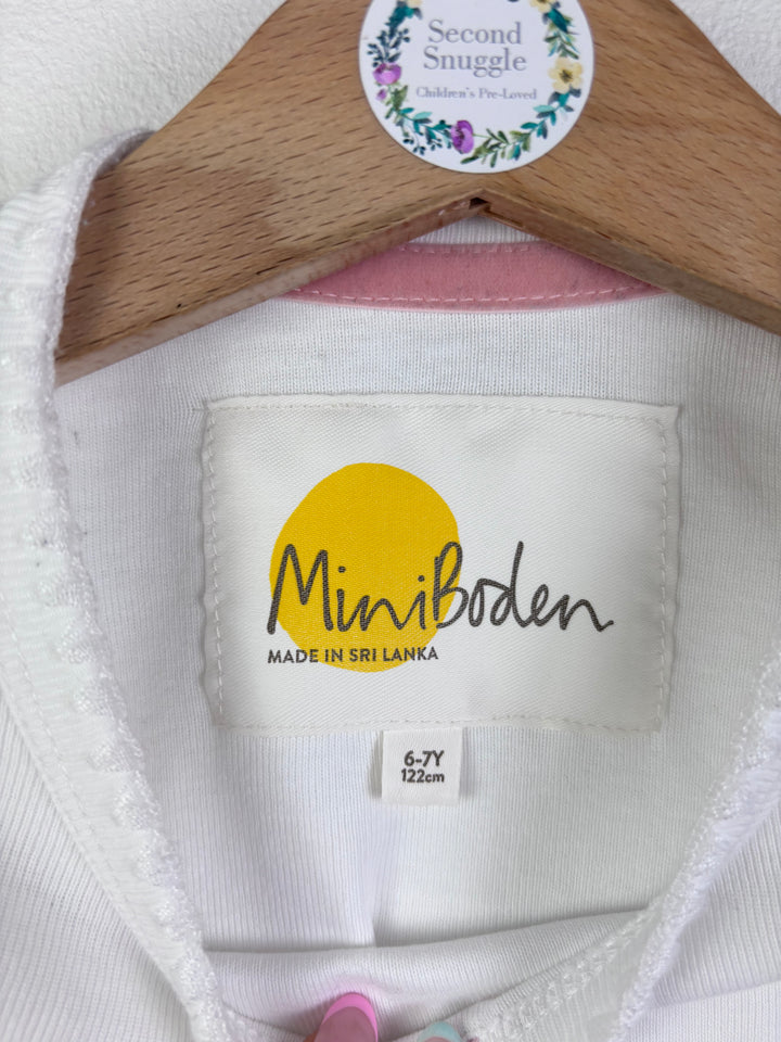 Mini Boden White Long Sleeve Top with Rose Detail 6-7 Years-Tops-Second Snuggle Preloved