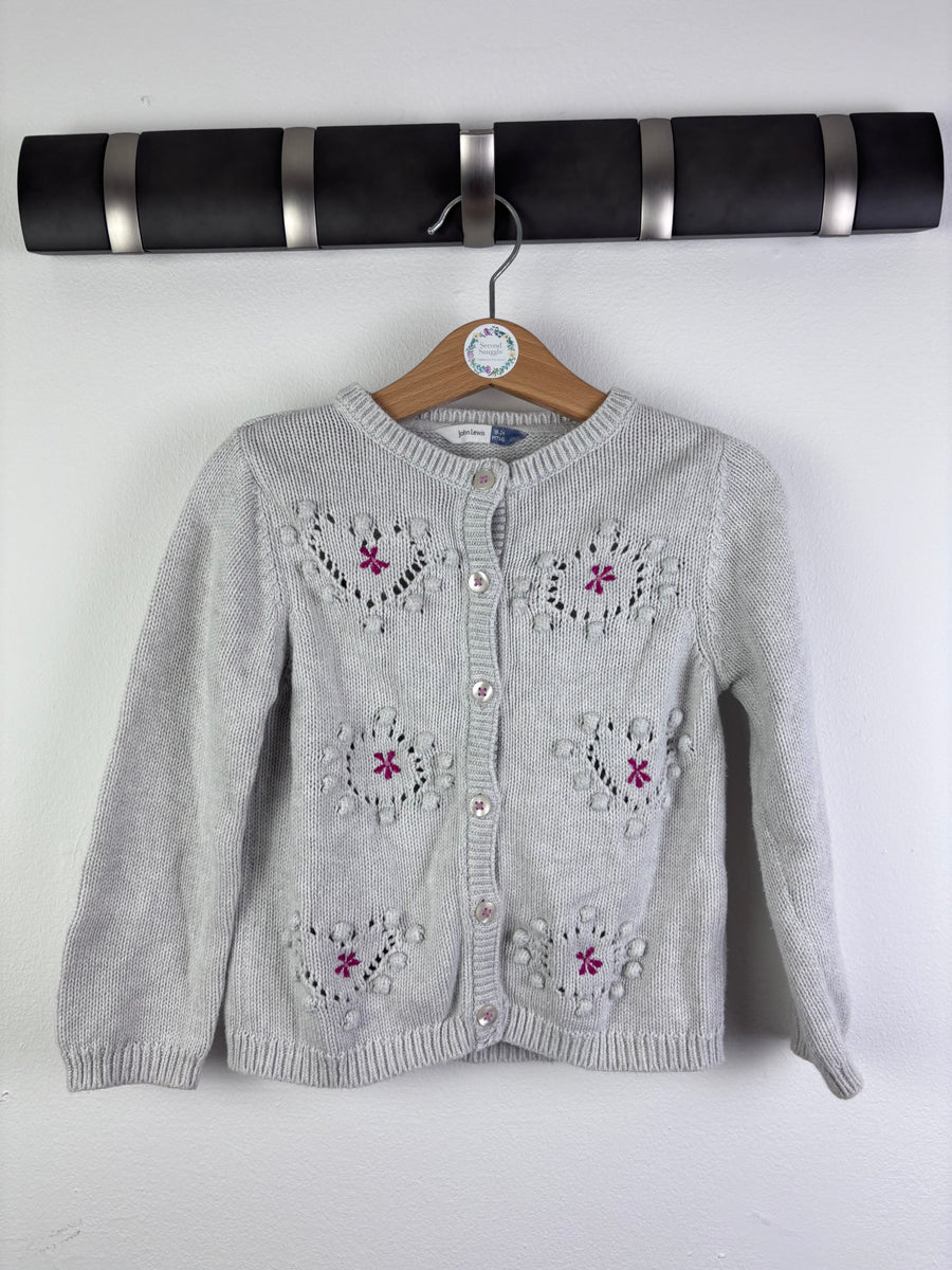 John Lewis Grey Knitted Cardigan with Heart Detail 18-24 Months-Cardigans-Second Snuggle Preloved