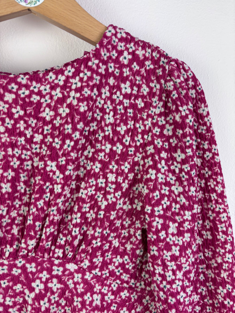 John Lewis Purple Floral Dress with Gathered Waist 5 Years-Dresses-Second Snuggle Preloved