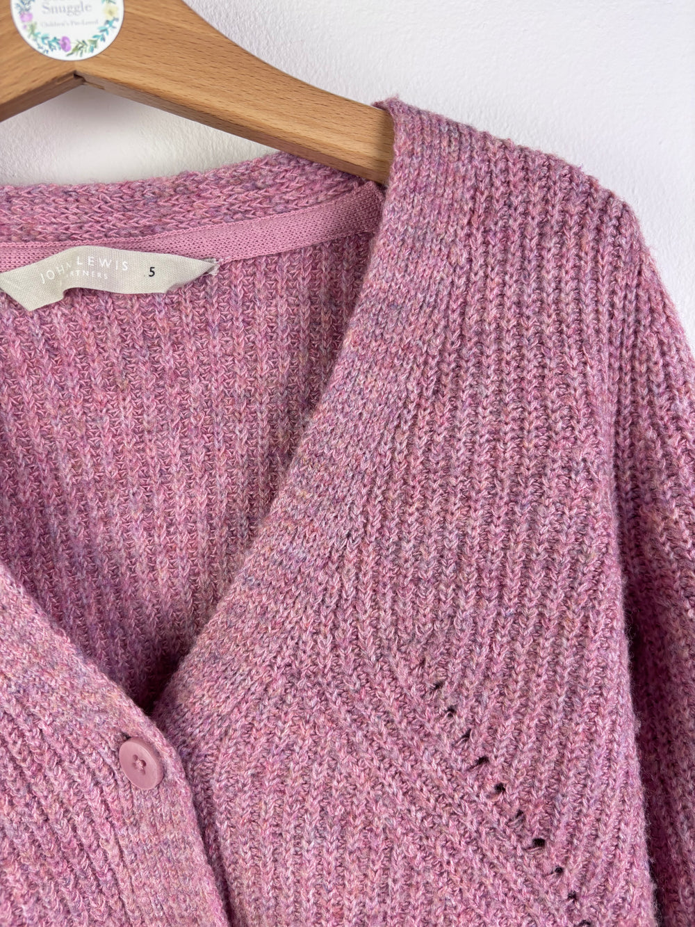 John Lewis Pink Knitted Cardigan with Button Front 5 Years-Cardigans-Second Snuggle Preloved
