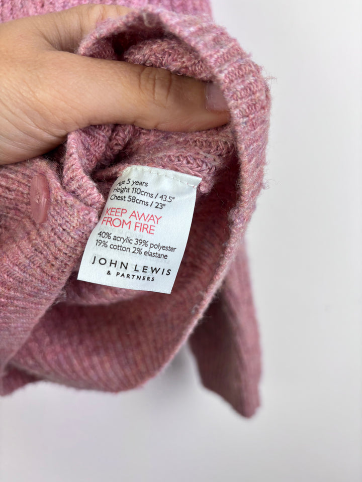 John Lewis Pink Knitted Cardigan with Button Front 5 Years-Cardigans-Second Snuggle Preloved
