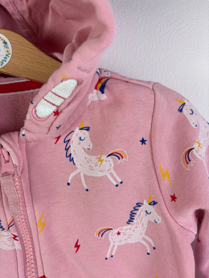 M&S Pink Unicorn Zip Hoodie with Pockets 12-18 Months-Hoodies-Second Snuggle Preloved