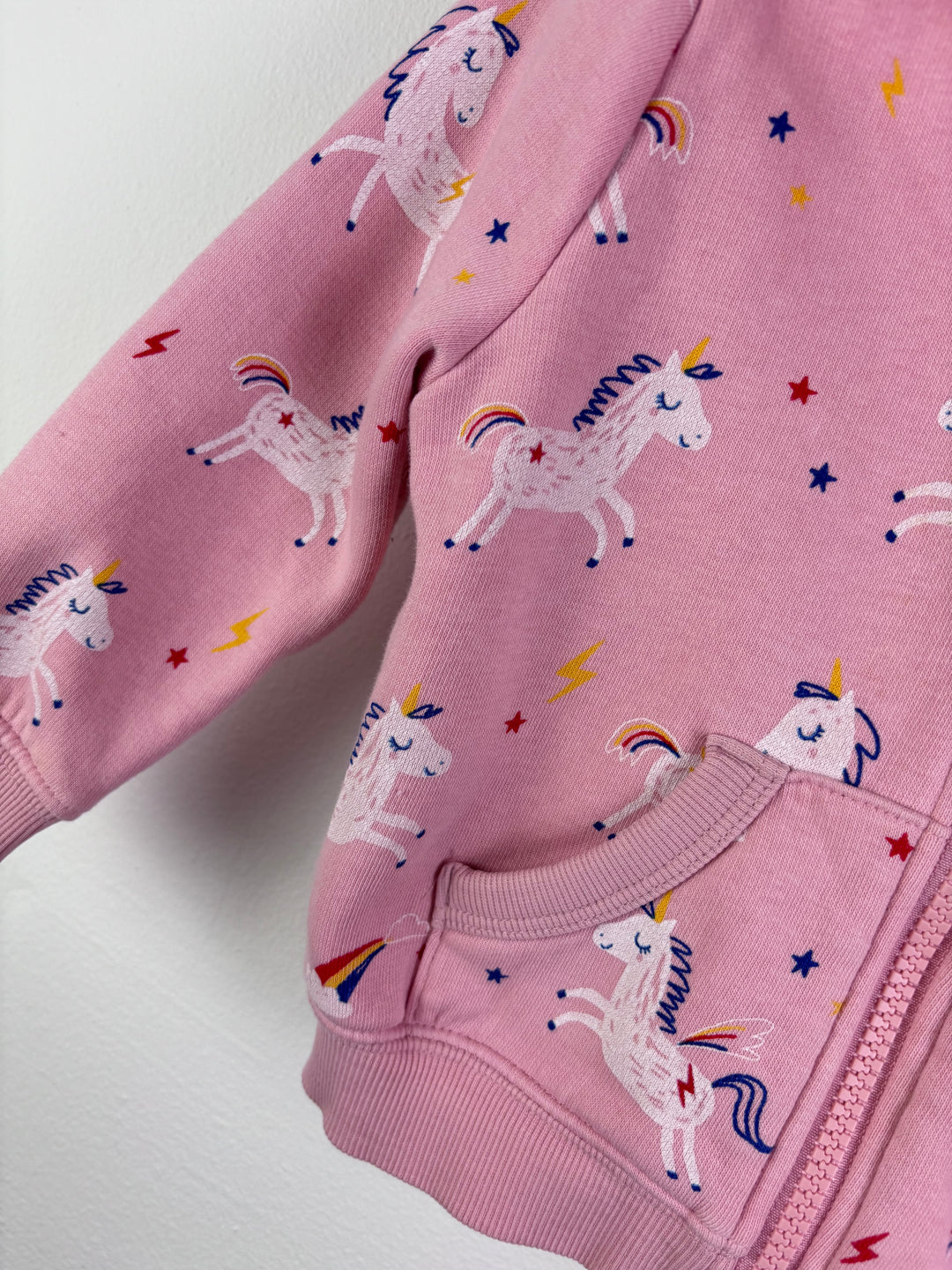 M&S Pink Unicorn Zip Hoodie with Pockets 12-18 Months-Hoodies-Second Snuggle Preloved