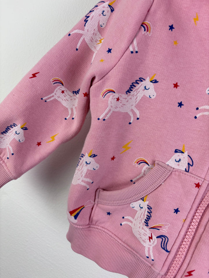 M&S Pink Unicorn Zip Hoodie with Pockets 12-18 Months-Hoodies-Second Snuggle Preloved