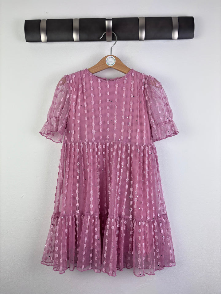 Next Pink Textured Tulle Dress with Sparkle Detail 5 Years-Dresses-Second Snuggle Preloved