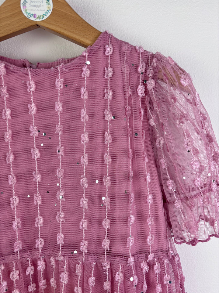 Next Pink Textured Tulle Dress with Sparkle Detail 5 Years-Dresses-Second Snuggle Preloved