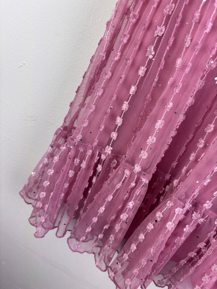 Next Pink Textured Tulle Dress with Sparkle Detail 5 Years-Dresses-Second Snuggle Preloved