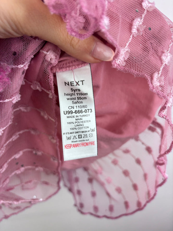 Next Pink Textured Tulle Dress with Sparkle Detail 5 Years-Dresses-Second Snuggle Preloved