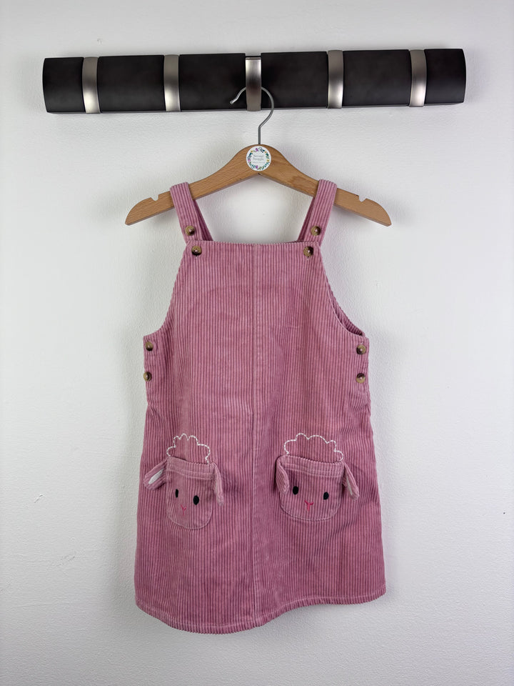 John Lewis Pink Cord Pinafore Dress with Sheep Pockets 18-24 Months-Dresses-Second Snuggle Preloved