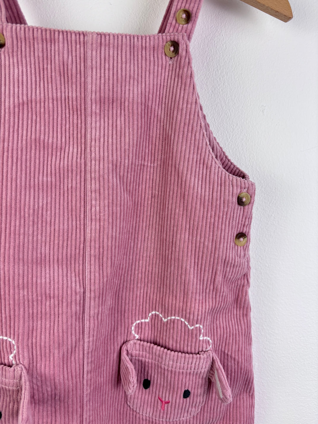John Lewis Pink Cord Pinafore Dress with Sheep Pockets 18-24 Months-Dresses-Second Snuggle Preloved