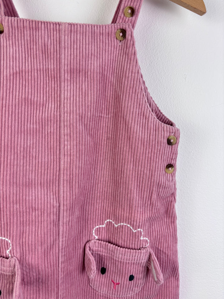 John Lewis Pink Cord Pinafore Dress with Sheep Pockets 18-24 Months-Dresses-Second Snuggle Preloved
