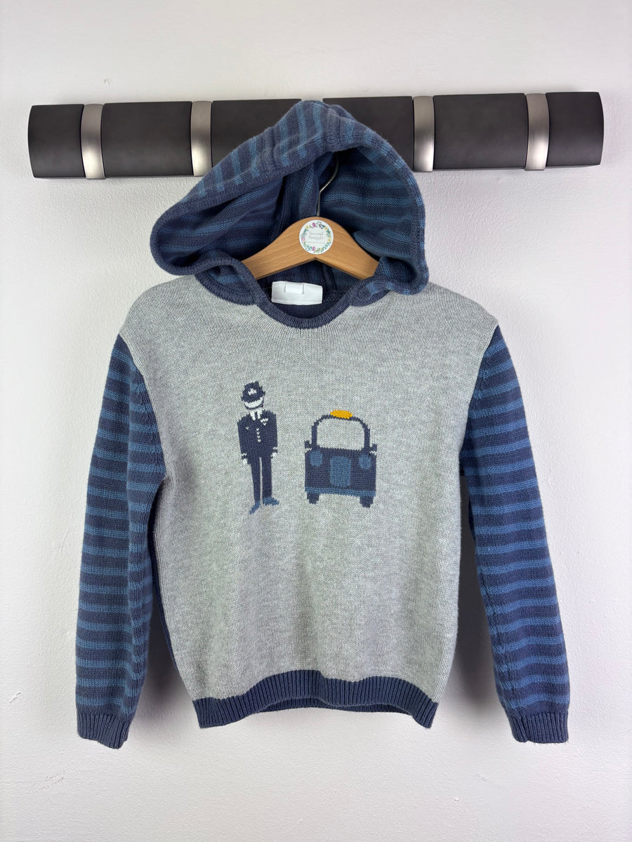 The Little White Company Blue Hooded Knitted Jumper 3-4 Years-Hoodies-Second Snuggle Preloved