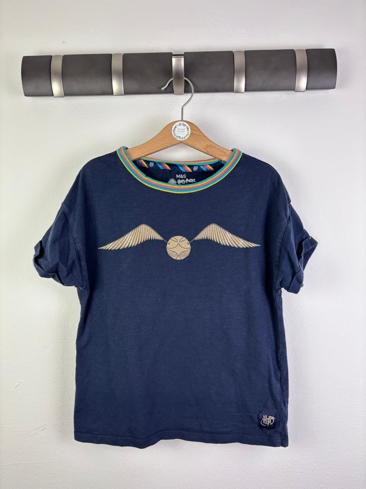M&S Navy Harry Potter Golden Snitch T-Shirt 8-9 Years-Tops-Second Snuggle Preloved
