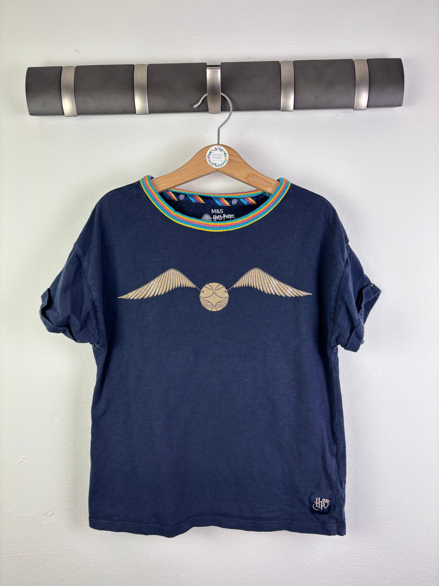 M&S Navy Harry Potter Golden Snitch T-Shirt 8-9 Years-Tops-Second Snuggle Preloved