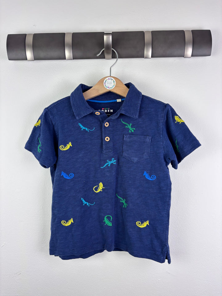 Mini Boden Blue Lizard Print Polo Shirt 6-7 Years-Tops-Second Snuggle Preloved