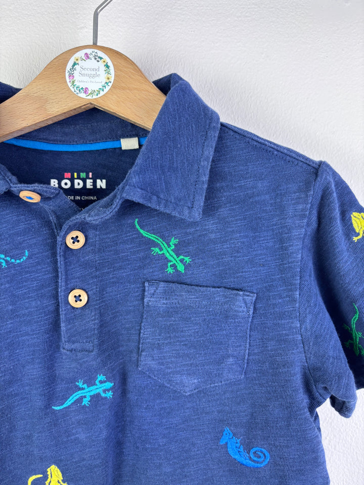 Mini Boden Blue Lizard Print Polo Shirt 6-7 Years-Tops-Second Snuggle Preloved