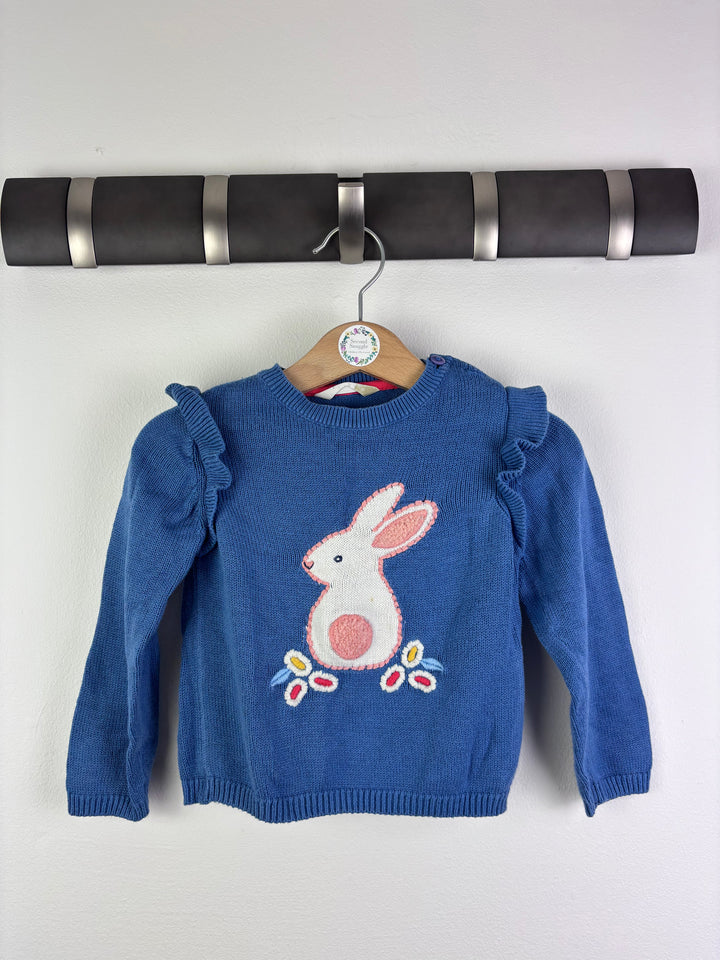 John Lewis Blue Knitted Bunny Jumper 12-18 Months-Jumpers-Second Snuggle Preloved