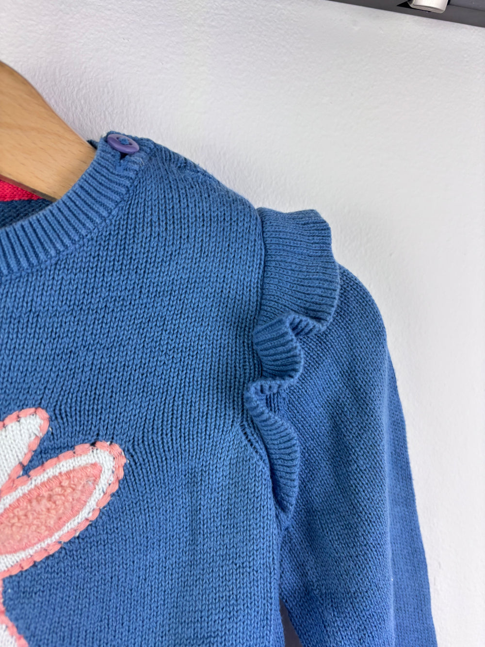 John Lewis Blue Knitted Bunny Jumper 12-18 Months-Jumpers-Second Snuggle Preloved