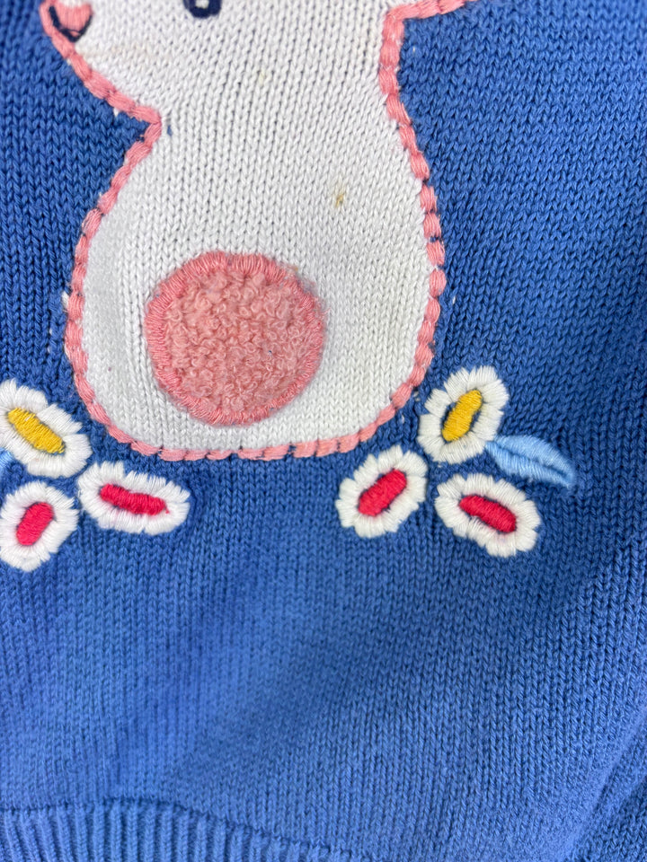 John Lewis Blue Knitted Bunny Jumper 12-18 Months-Jumpers-Second Snuggle Preloved