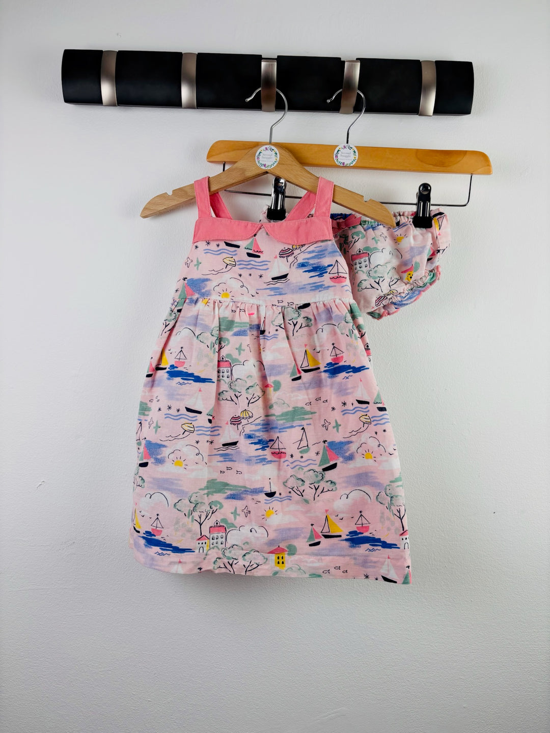 M&S Pink Printed Dress and Knickers Set 12-18 Months