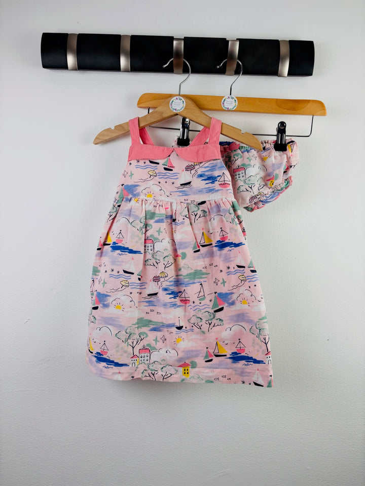 M&S Pink Printed Dress and Knickers Set 12-18 Months