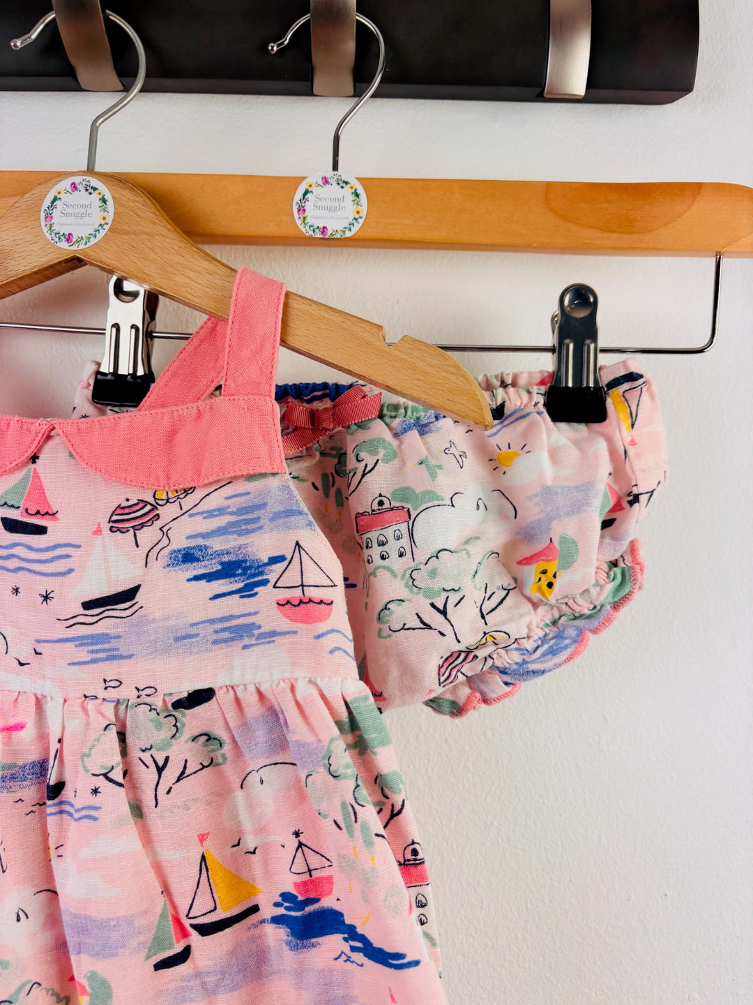 M&S Pink Printed Dress and Knickers Set 12-18 Months