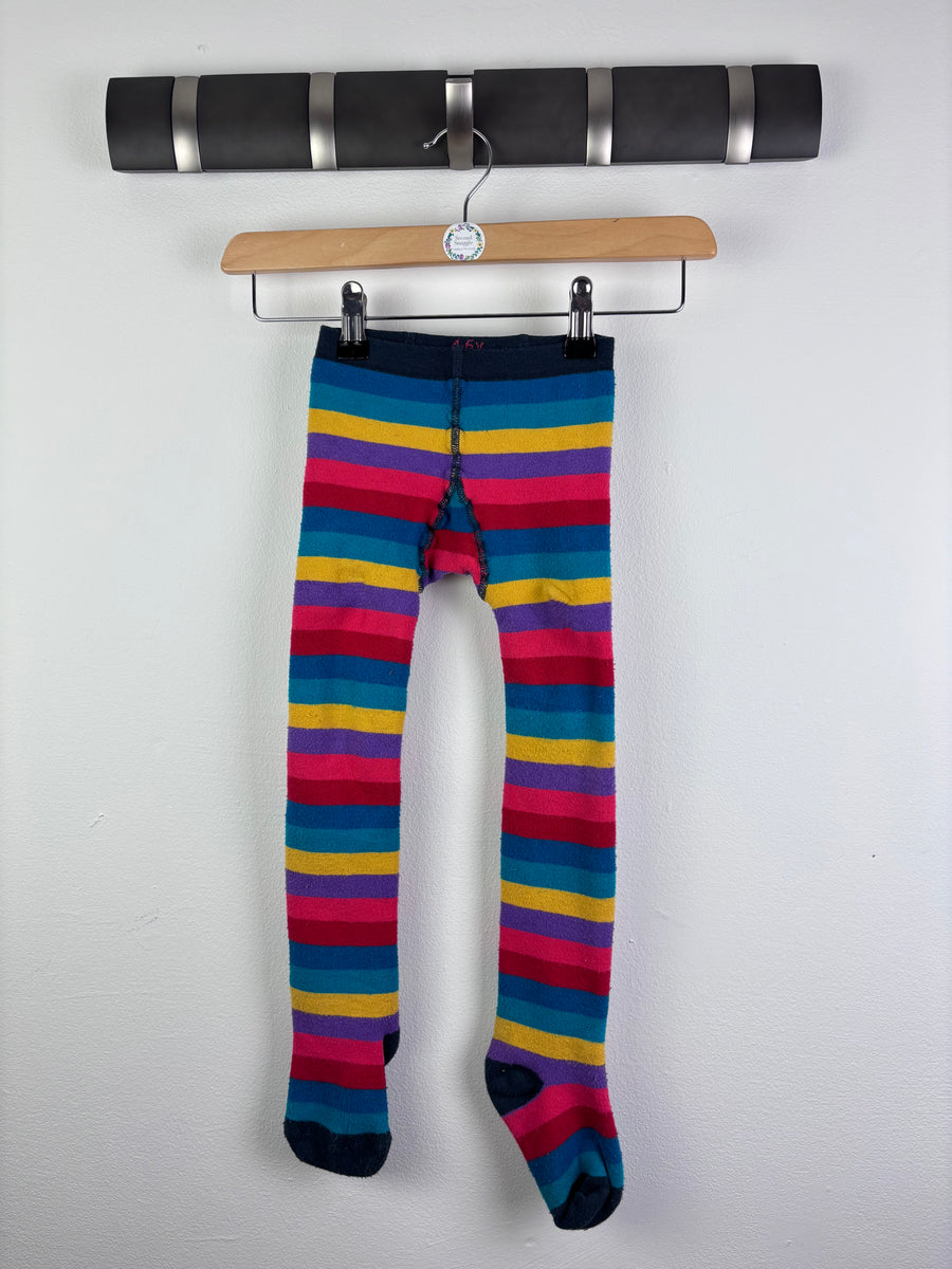 Frugi Warm Rainbow Stripe Tights 4-6 Years-Tights & Socks-Second Snuggle Preloved
