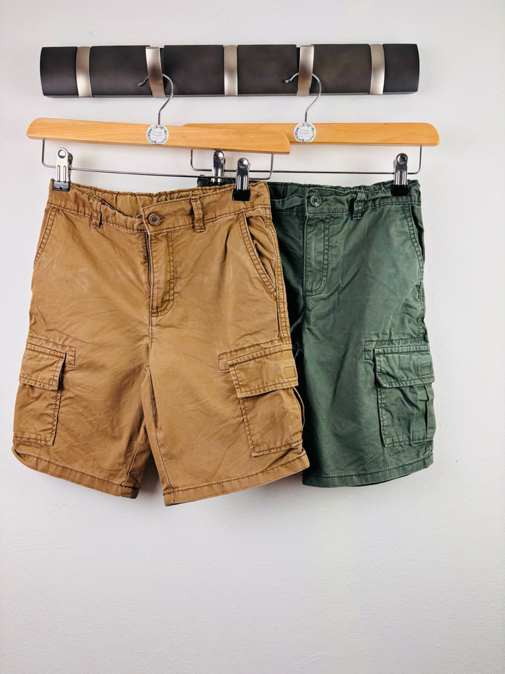 M&S Brown and Green Cargo Shorts Bundle 7-8 Years
