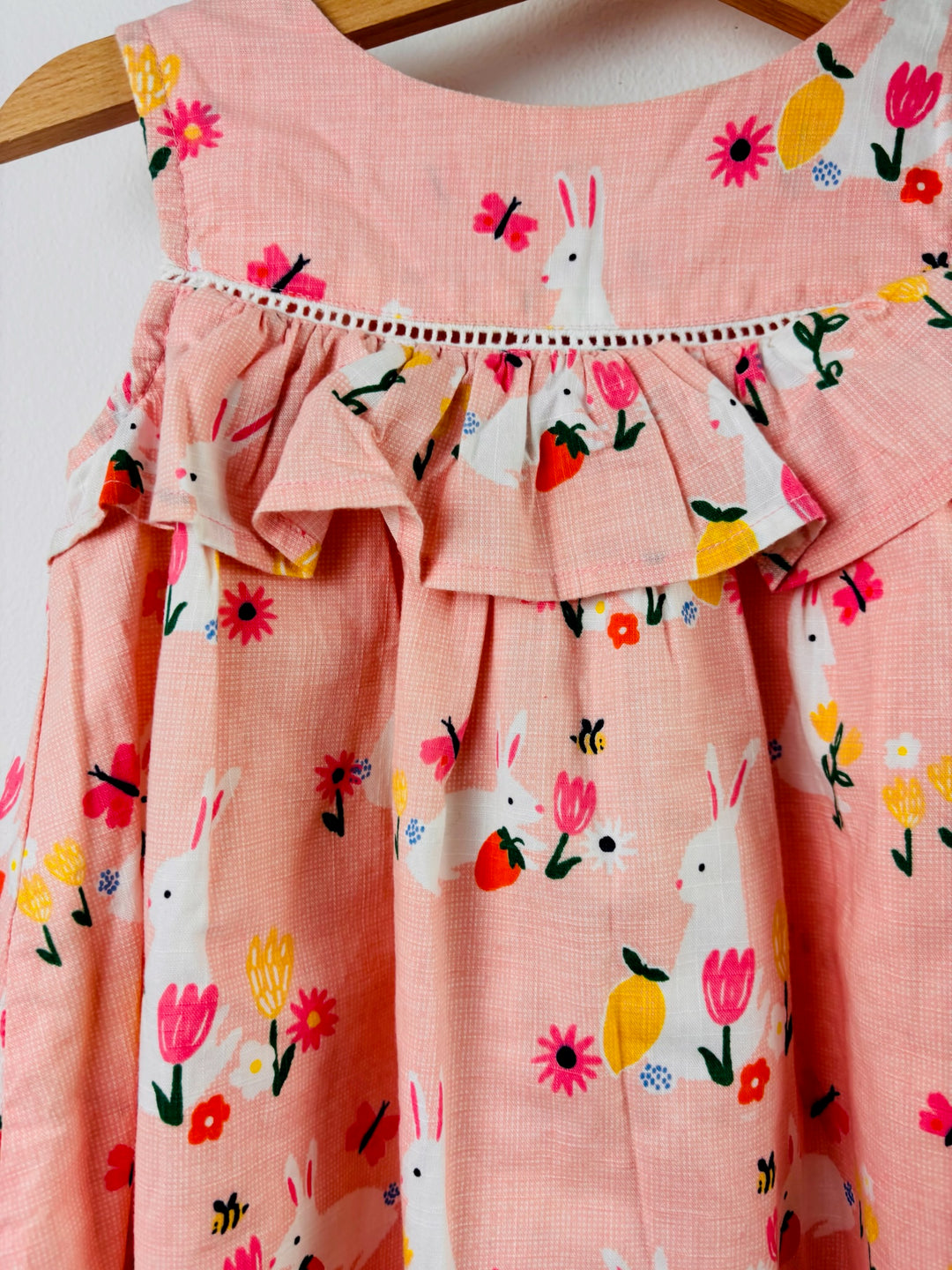 John Lewis Pink Bunny Dress and Sun Hat 18-24 Months
