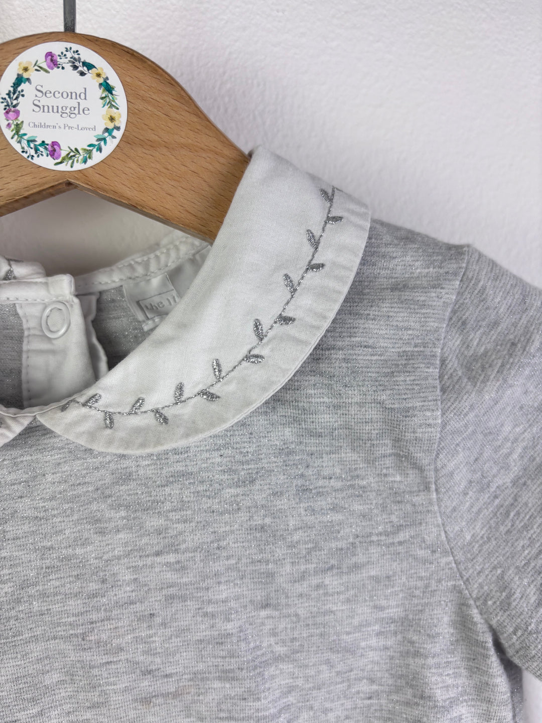 The Little White Company Grey Collar Bodysuit 12-18m-Vests-Second Snuggle Preloved