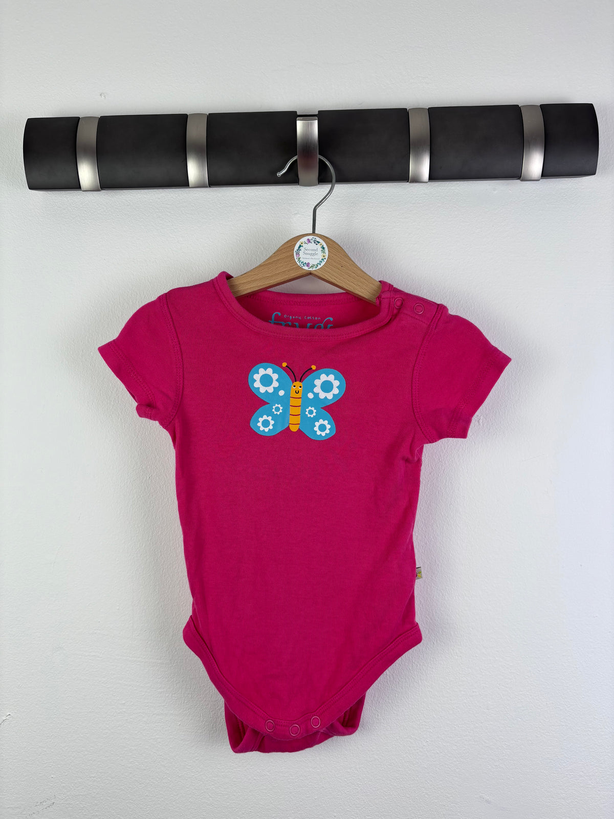 Frugi Pink Butterfly Bodysuit 3-6 Months-Vests-Second Snuggle Preloved