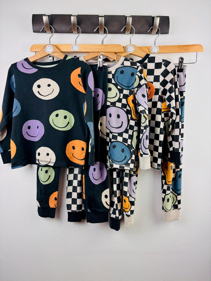 Next Black Multicolour Smiley Pyjama Bundle 4-5 Years 3 Sets