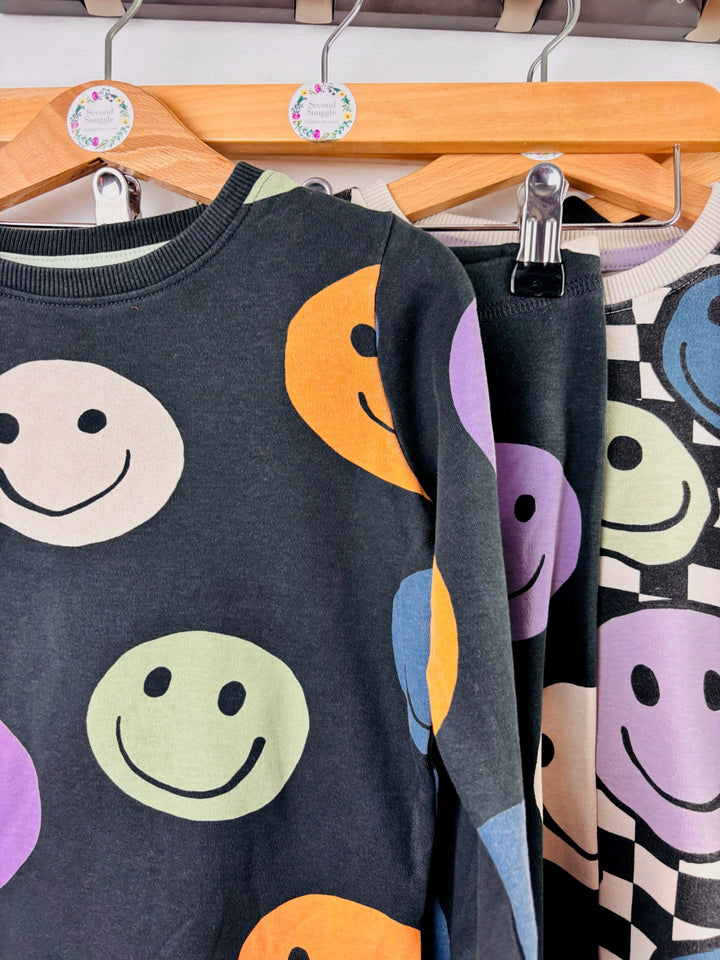 Next Black Multicolour Smiley Pyjama Bundle 4-5 Years 3 Sets
