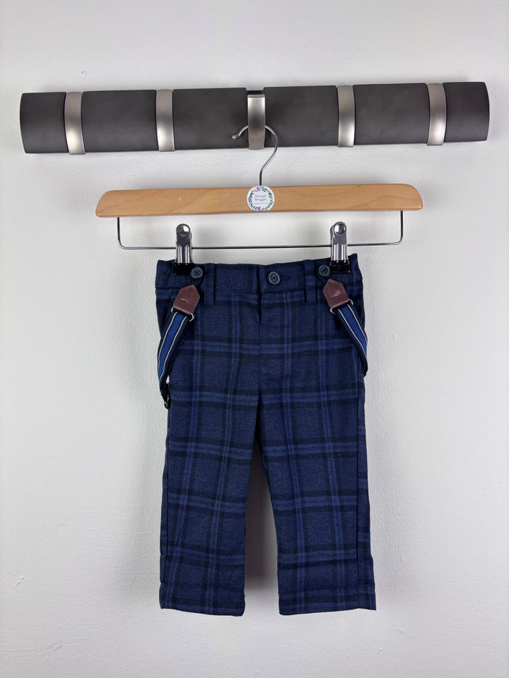 Next Blue Check Smart Trousers 3-6 Months-Trousers-Second Snuggle Preloved