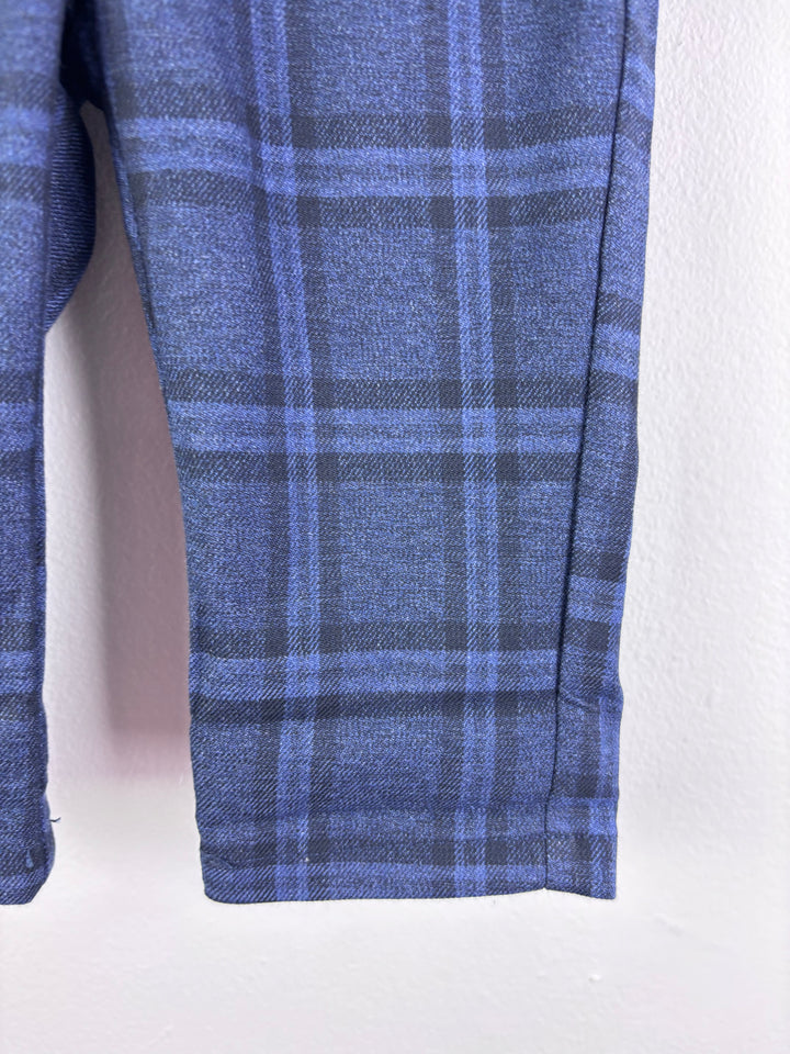 Next Blue Check Smart Trousers 3-6 Months-Trousers-Second Snuggle Preloved