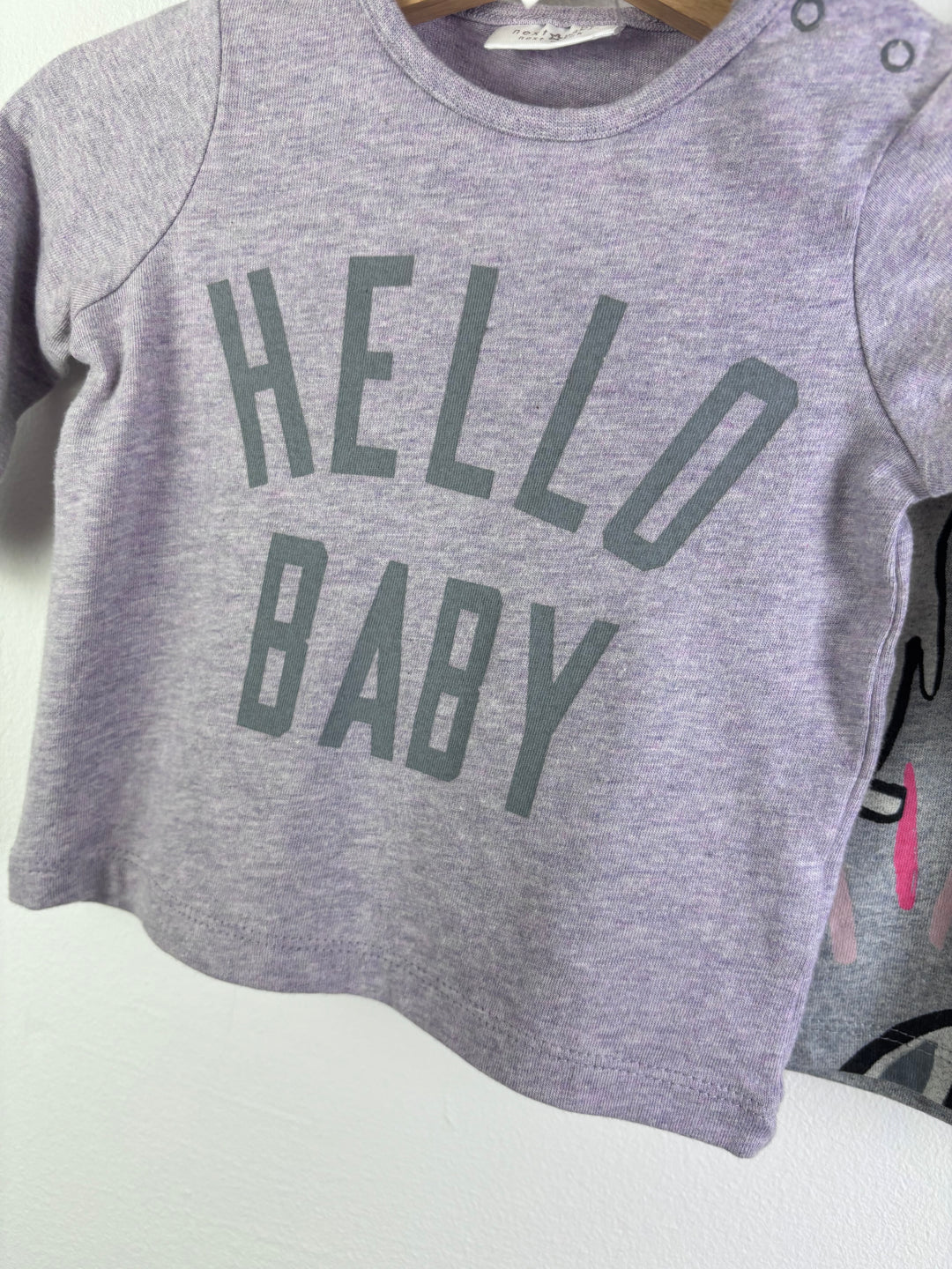 Next Baby Tops Set Grey Bunny & Lilac Slogan 0-3 Months-Tops-Second Snuggle Preloved