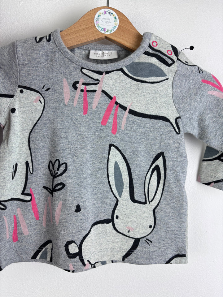 Next Baby Tops Set Grey Bunny & Lilac Slogan 0-3 Months-Tops-Second Snuggle Preloved