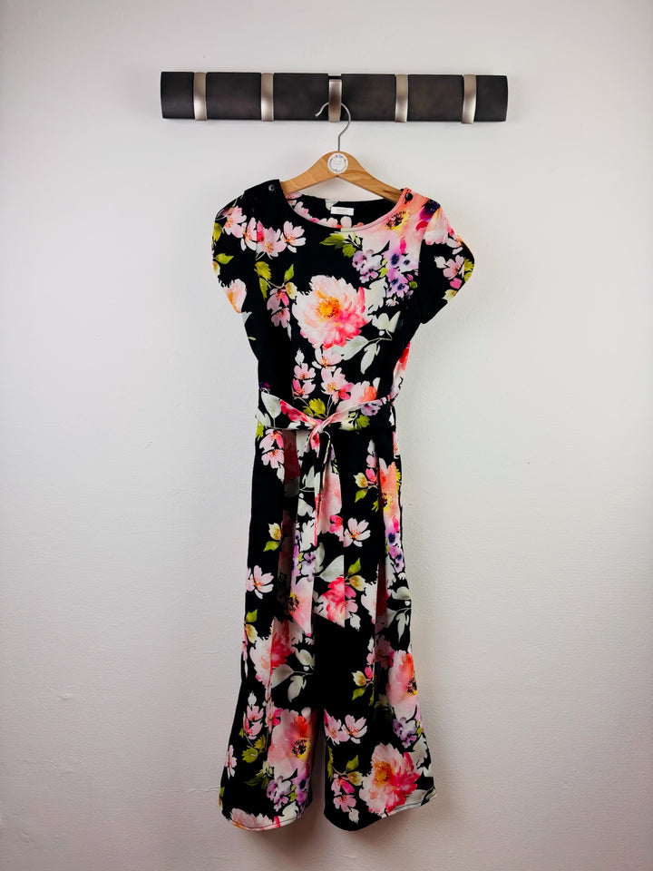Next Black Floral Wide Leg Jumpsuit 8 Years