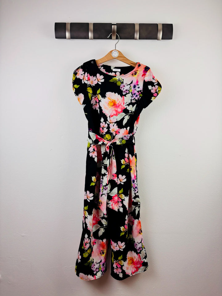 Next Black Floral Wide Leg Jumpsuit 8 Years