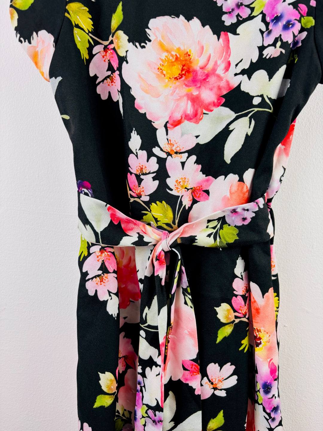 Next Black Floral Wide Leg Jumpsuit 8 Years