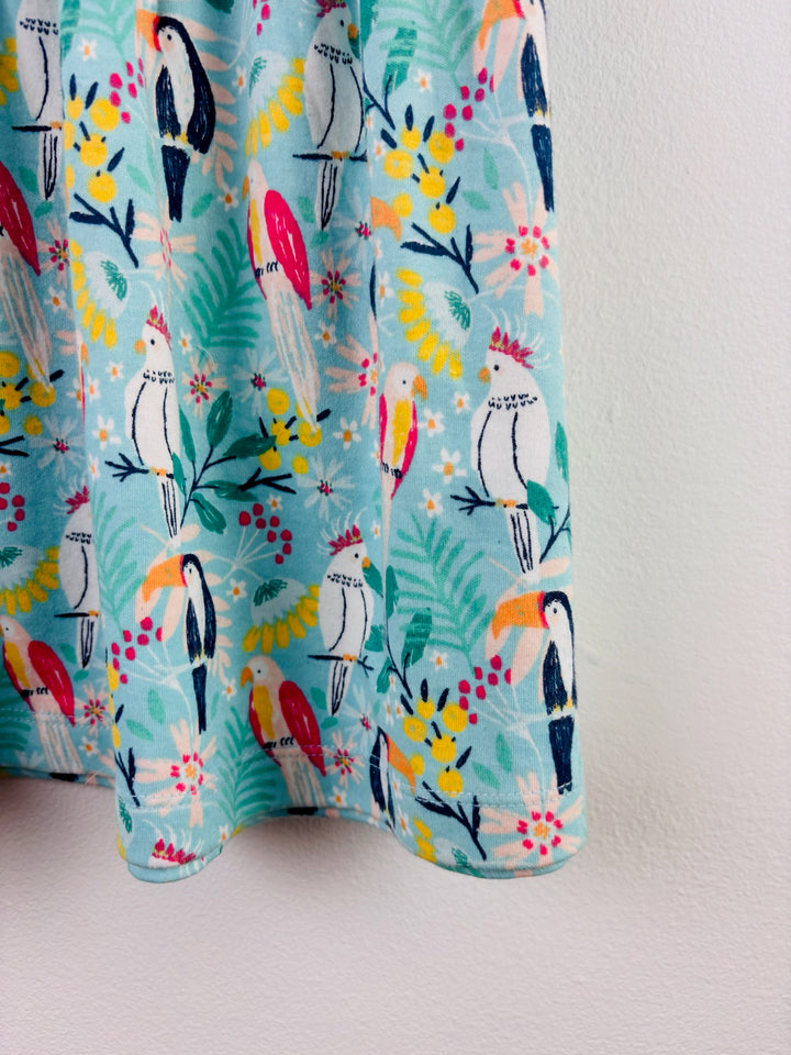 JoJo Maman Bébé Blue Tropical Bird Print Dress 18-24 Months