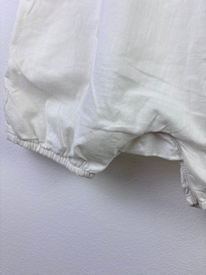 M&S Cream Romper Llama Embroidered Flutter Sleeve 12-18 Months-Rompers-Second Snuggle Preloved