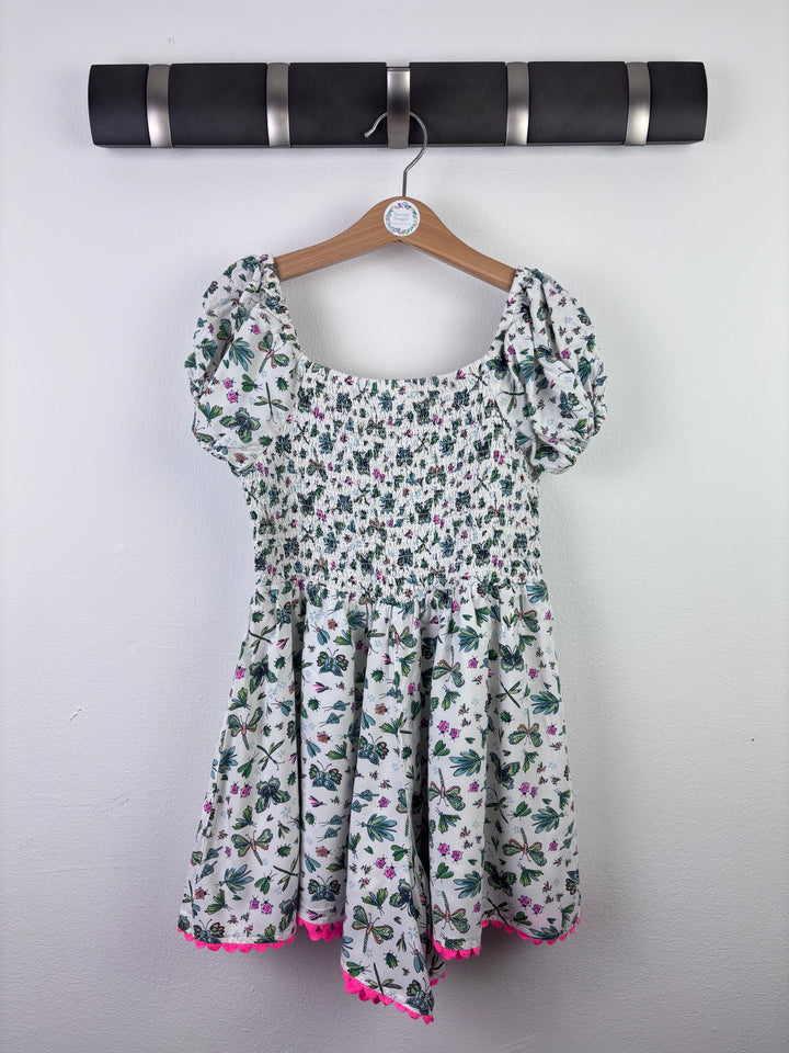 Monsoon White Playsuit Floral Smocked Trim 5-6 Years-Play Suits-Second Snuggle Preloved