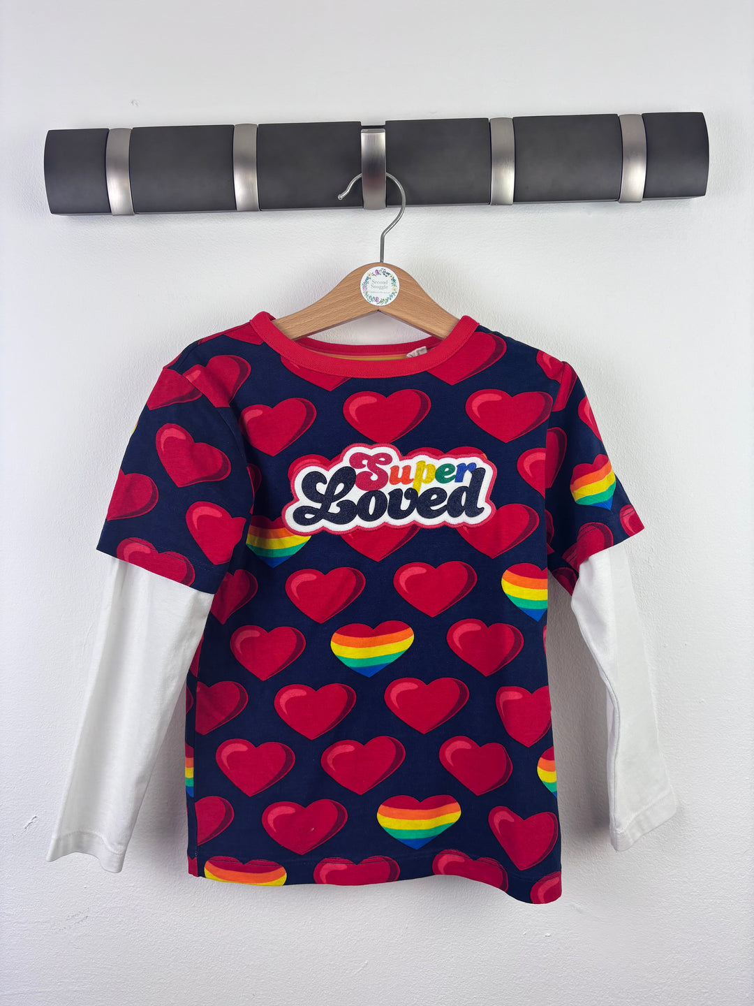 Little Bird Navy Heart Top Layered Sleeve 4-5 Years-Tops-Second Snuggle Preloved