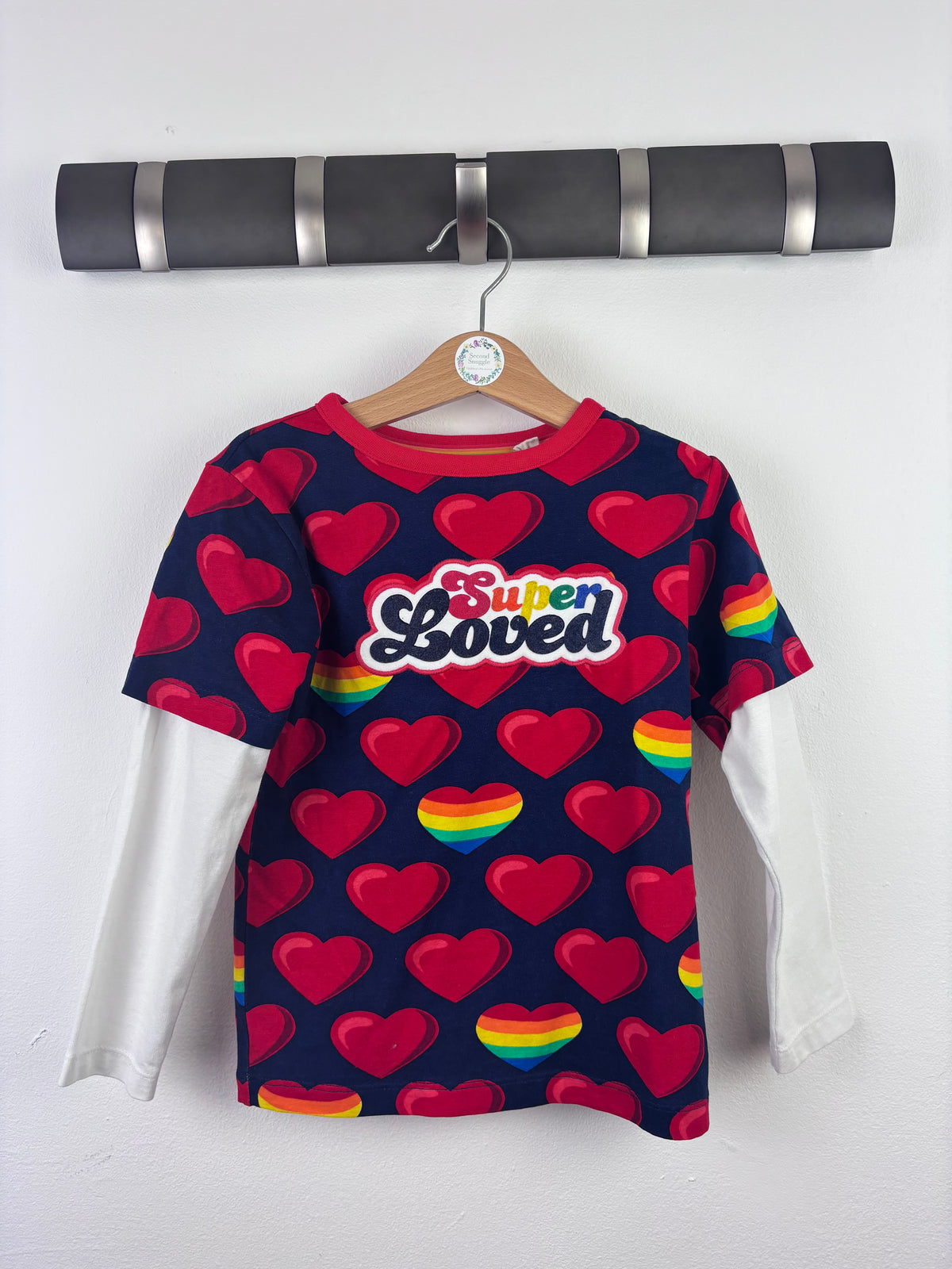 Little Bird Navy Heart Top Layered Sleeve 4-5 Years-Tops-Second Snuggle Preloved