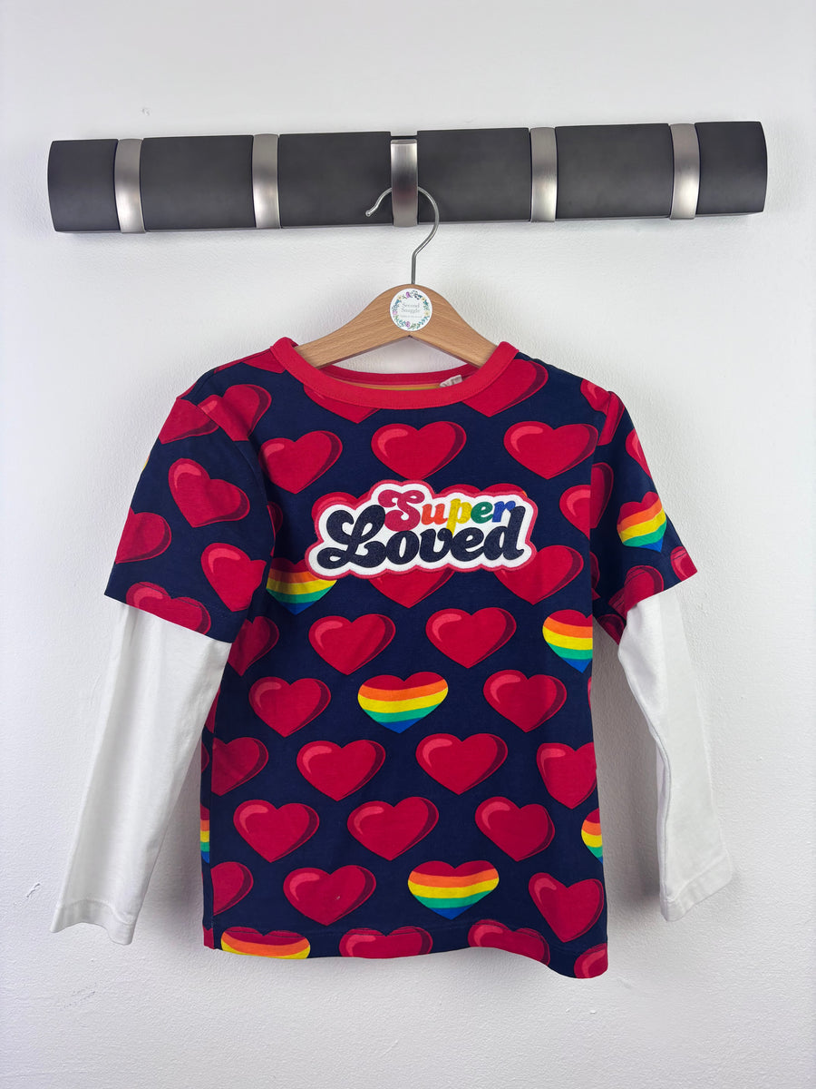 Little Bird Navy Heart Top Layered Sleeve 4-5 Years-Tops-Second Snuggle Preloved